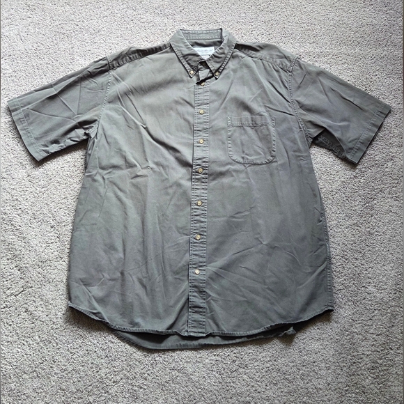 Eddie Bauer Men's Olive Green Short Sleeve Button-Down Shirt, Size Large Tall - Picture 1 of 4